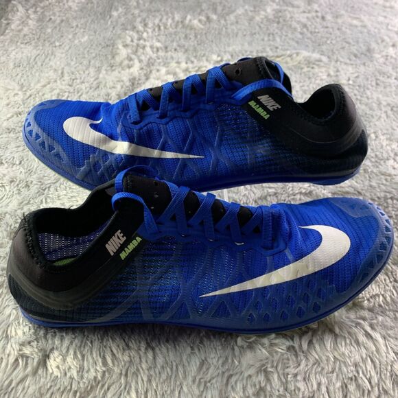 Nike Track Shoes Men 11 Blue White Black Green Zoom Mamba 3 Racing Spikes 706617 - Picture 2 of 13